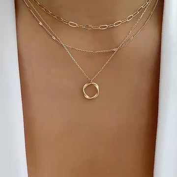 XN001 - Circular Alloy Pendant Necklace